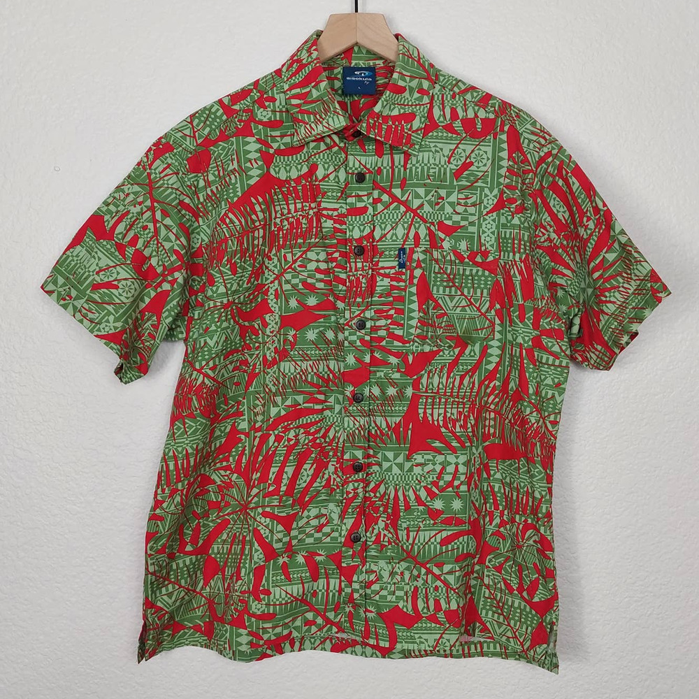 Aisokula Fiji Island Short Sleeve Button Down Shirts Mens Large